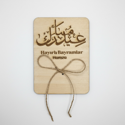 Personalisierte Geldgeschenk aus Holz - Eid Mubarak