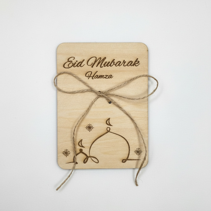 Personalisierte Geldgeschenk aus Holz - Eid Mubarak
