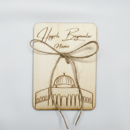 Personalisierte Geldgeschenk aus Holz - Eid Mubarak
