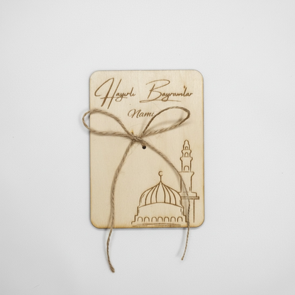 Personalisierte Geldgeschenk aus Holz - Eid Mubarak