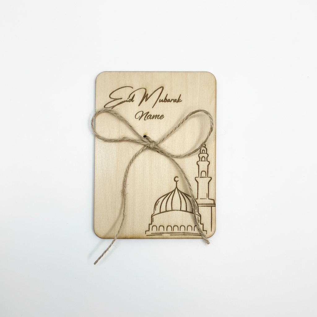 Personalisierte Geldgeschenk aus Holz - Eid Mubarak
