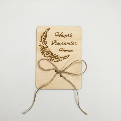 Personalisierte Geldgeschenk aus Holz - Eid Mubarak