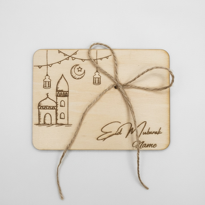 Personalisierte Geldgeschenk aus Holz - Eid Mubarak